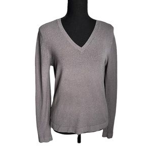 Express World Brand Stretch Size Medium Grey V-Neck Sweater
